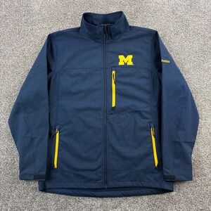 Columbia Ascender Michigan Wolverines Jacket Mens L Navy Blue Softshell XM9239